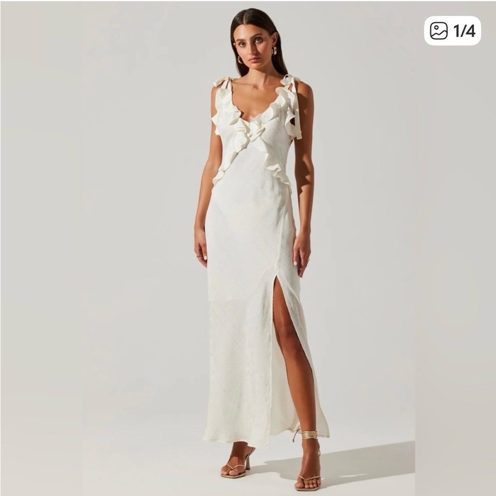 Elegant Ivory Ruffle Maxi Dress